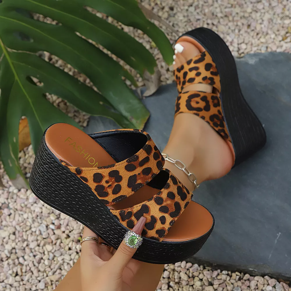 Leopard Open Toe Platform Sandals, image 5