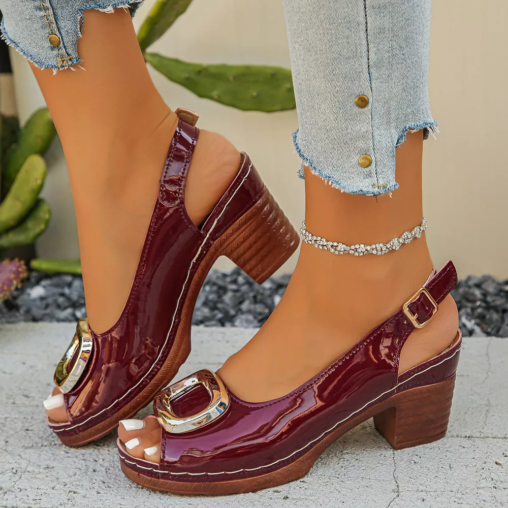 Peep Toe Block Heels Sandals, image 14