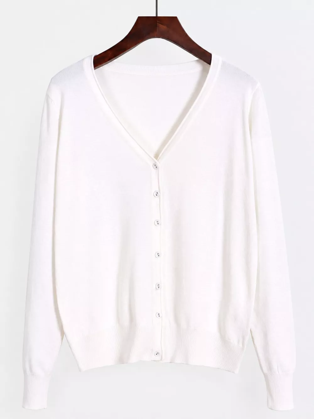 Classic V-Neck Button-Down Knit Cardigan