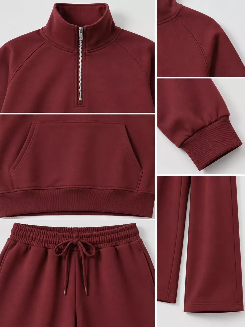Half-Zip Sweatshirt and Wide-Leg Pants Set, image 65