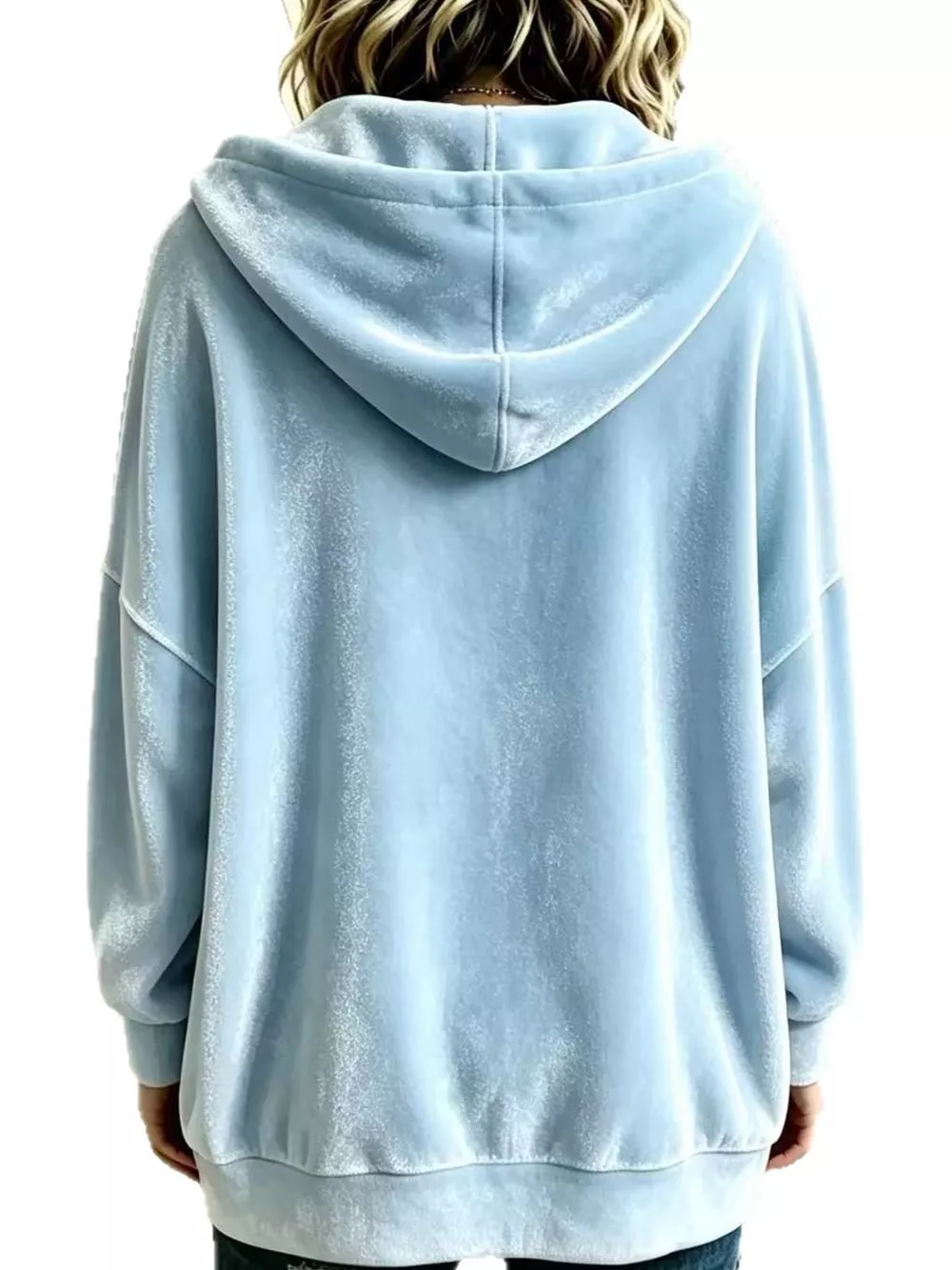 Full Size Velvet Dropped Shoulder Hoodie Plus Size, image 31
