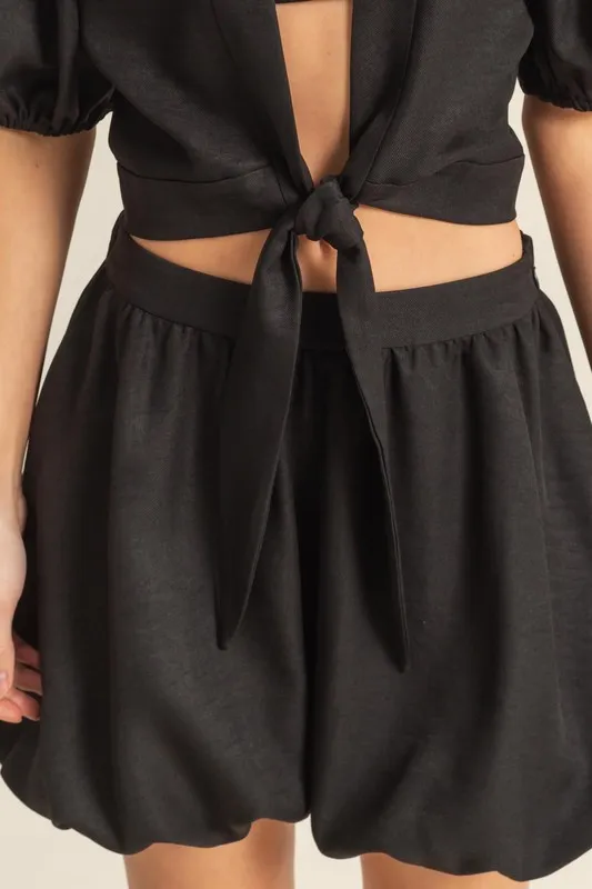 Front Tie Top and Bubble Hem Shorts, image 6