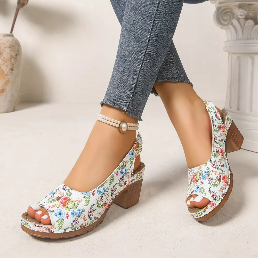 Peep Toe Block Heels Sandals, image 9
