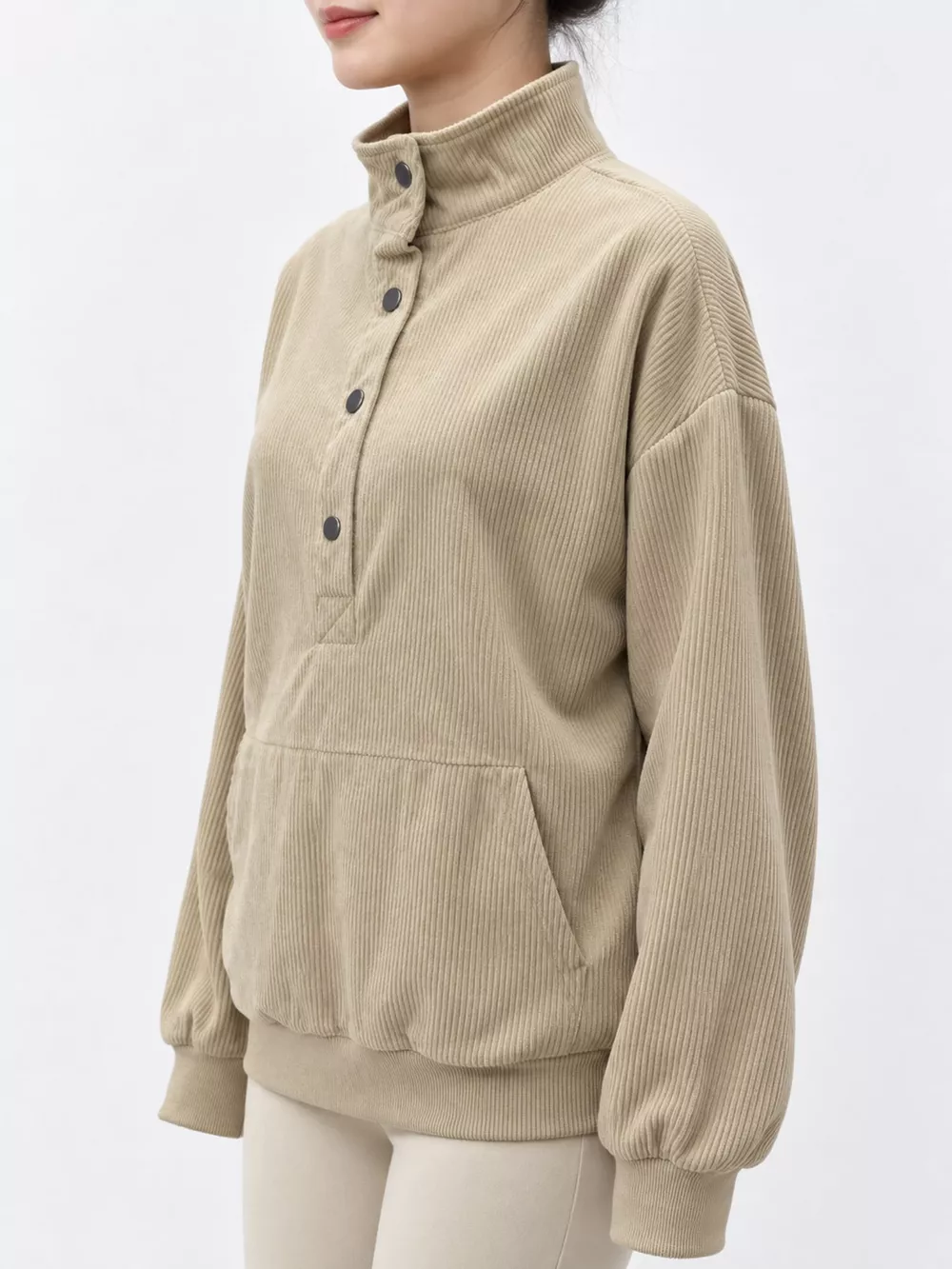 Full Size Quarter-Snap Sweatshirt with Kangaroo Pocket Plus Size, image 23