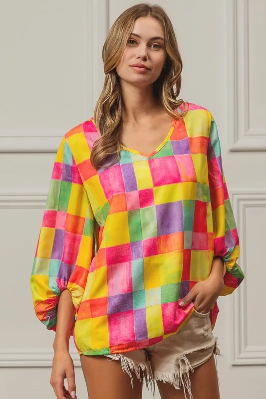 Multi Block Bubble Pop Ballon Top, image 4
