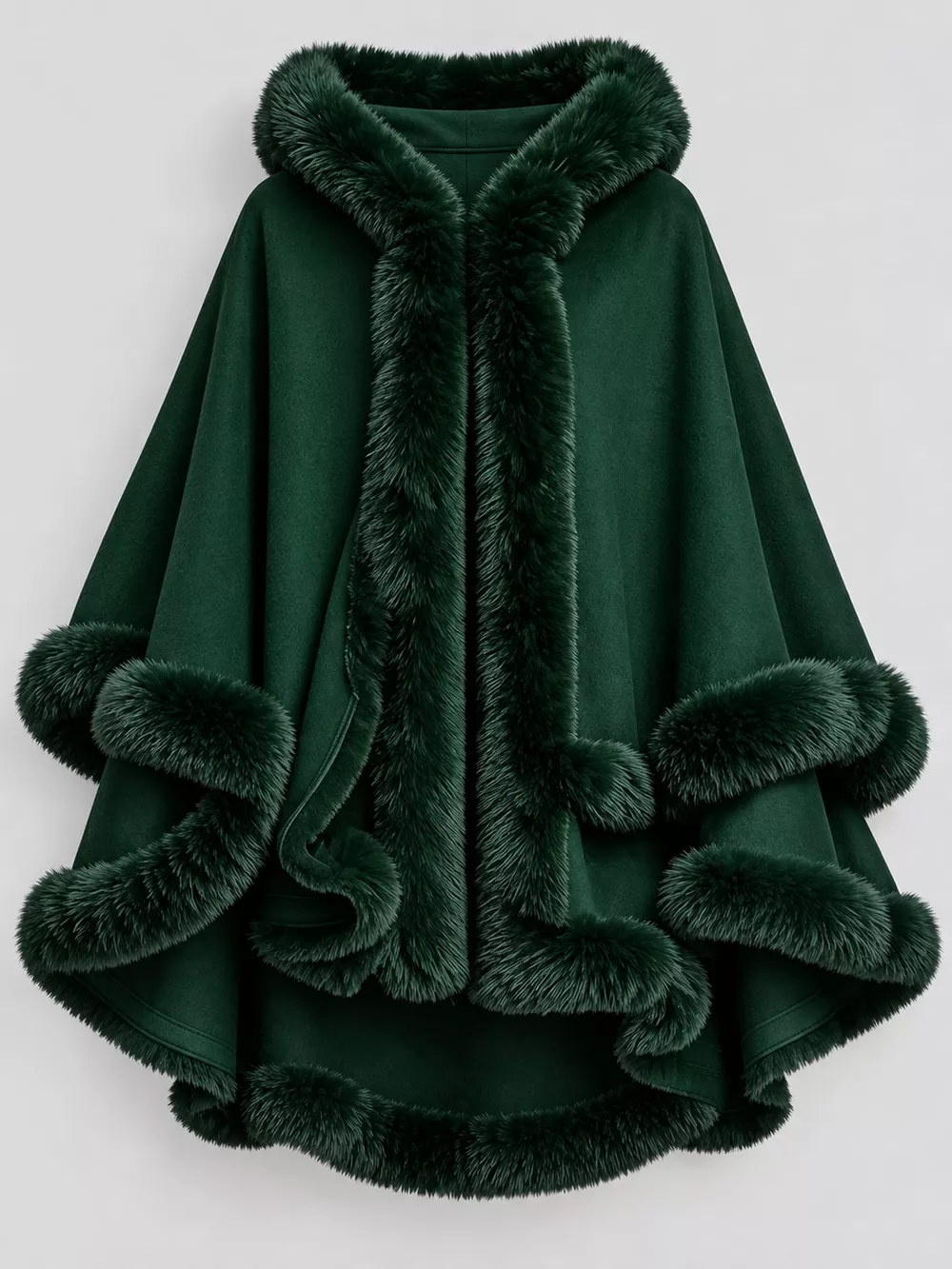 Faux Fur Trimmed Hooded Cape, image 42