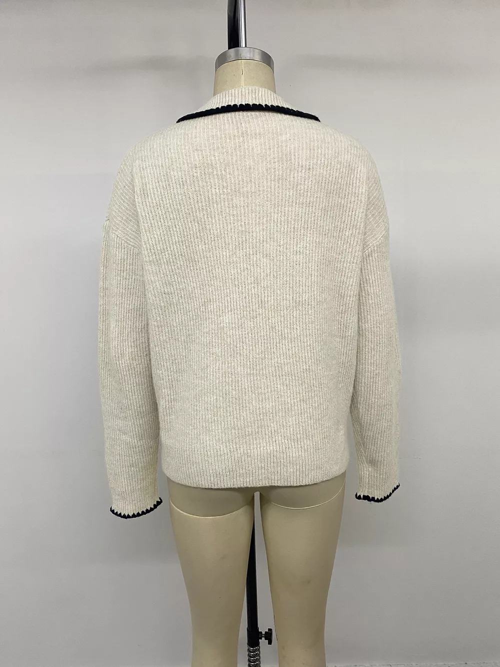 Contrast Trim Dropped Shoulder Sweater, image 13