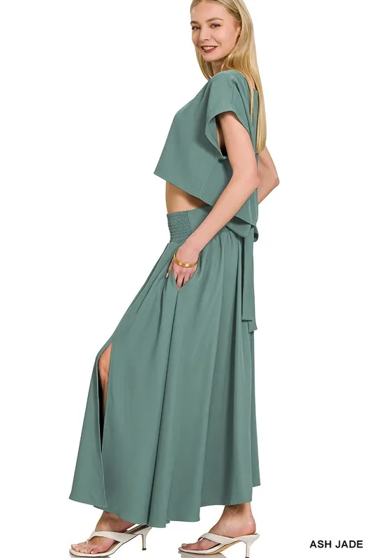 Heavy Woven Span Crop Tee & Skirt Set, image 2