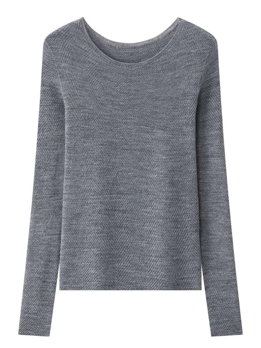 Herringbone Slim Fit Long Sleeve Knit Top, image 4