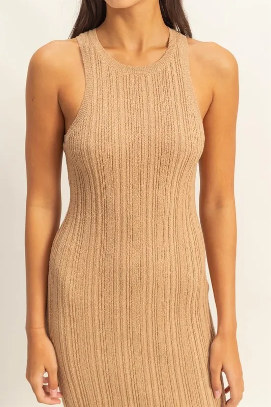 Round Neck Bodycon Ribbed Knit Dress, image 5