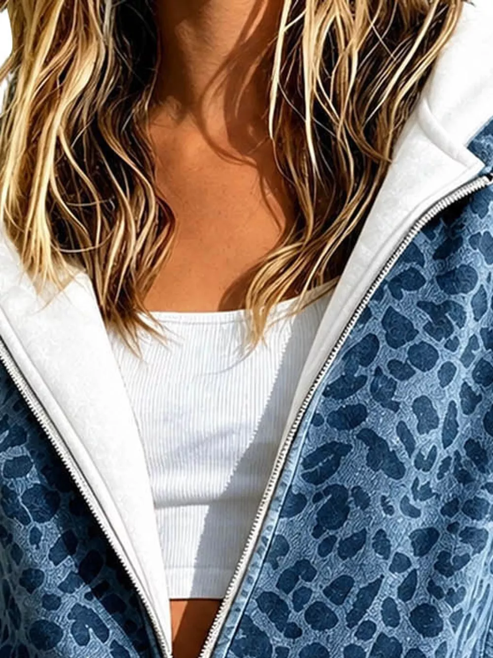 Full Size Leopard Zip Up Hoodie Plus Size, image 3