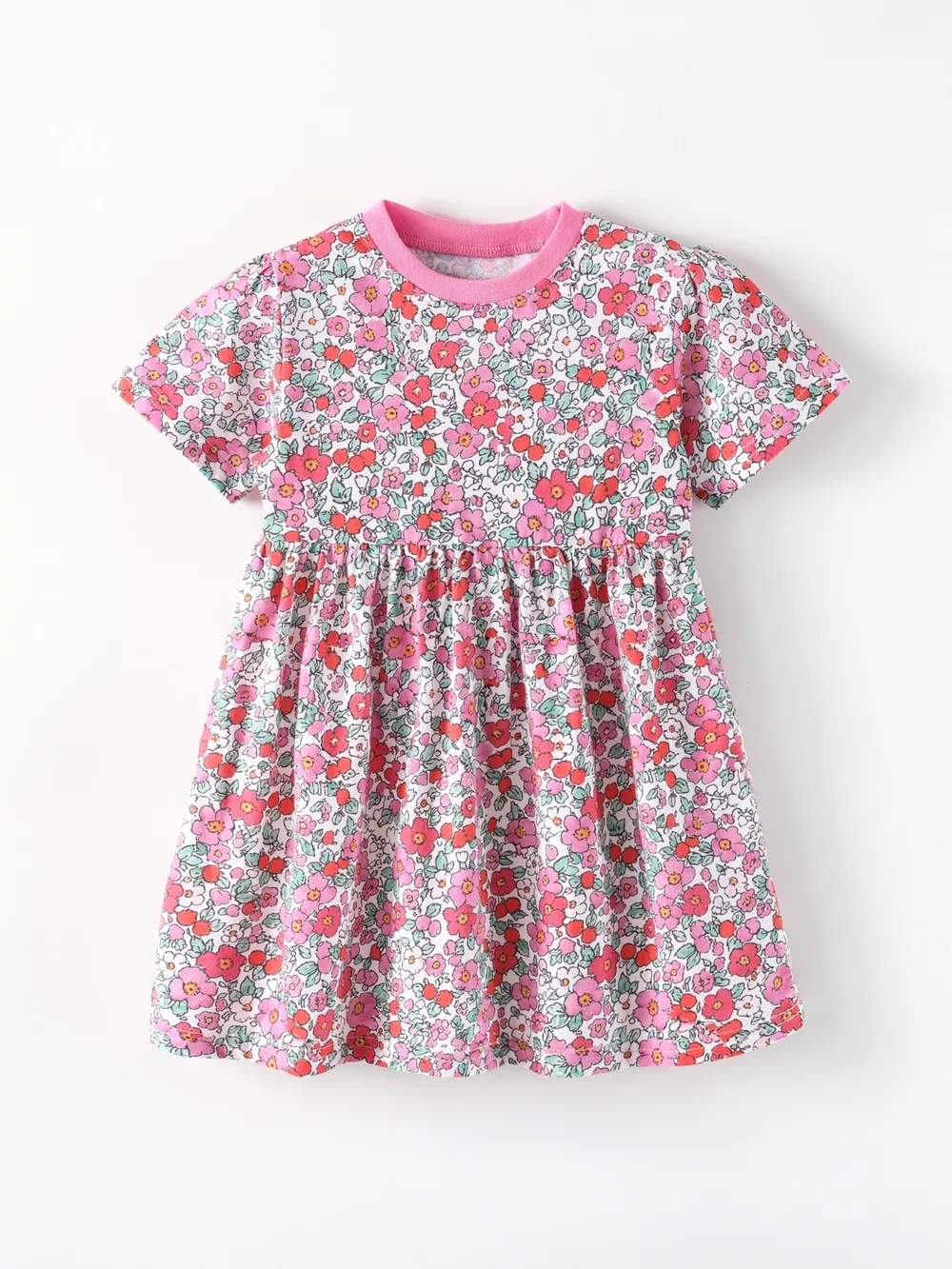 Children's Floral Print Short Sleeve A-Line Dress, image 2
