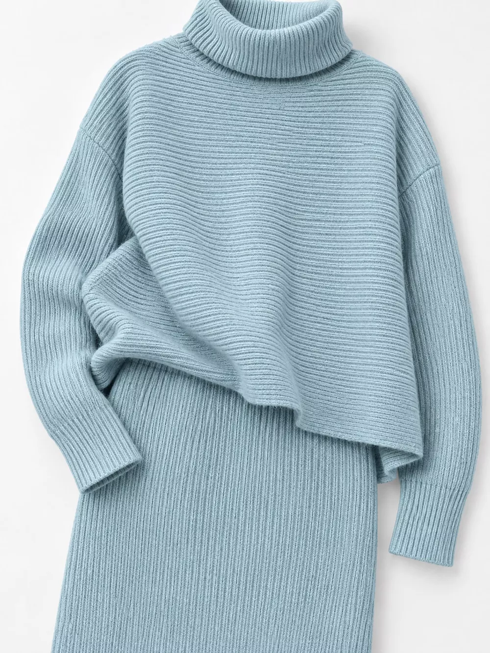 Ribbed Turtleneck Sweater Set with Matching Midi Skirt, image 20