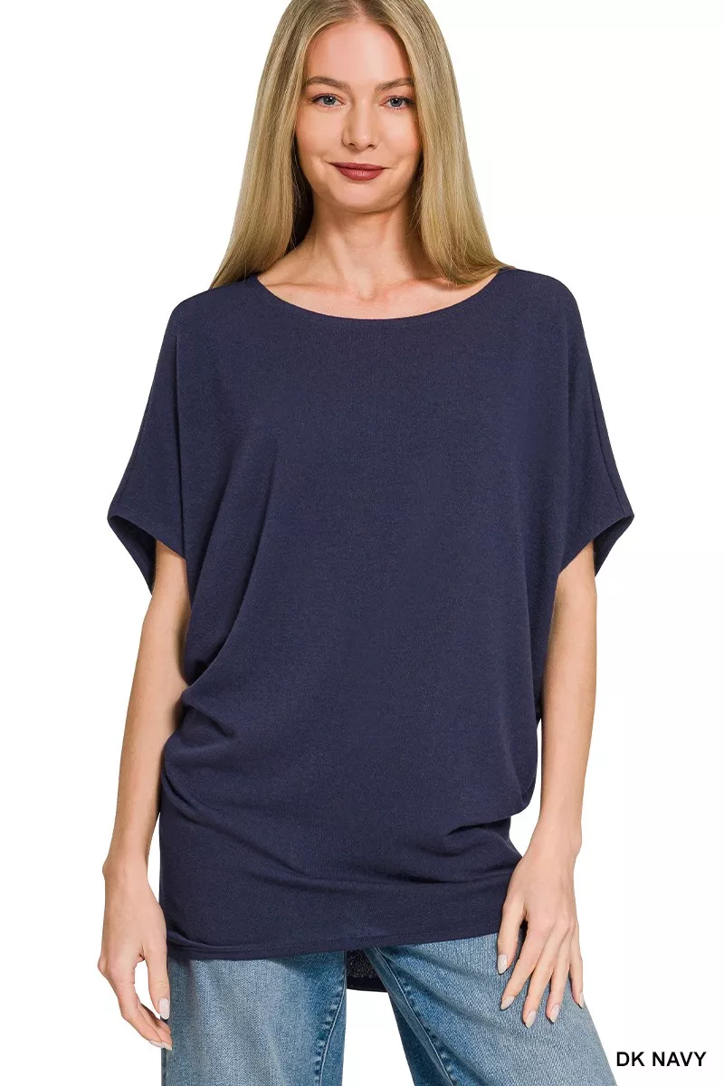 Hacci Dolman Sleeve Boat Neck Top