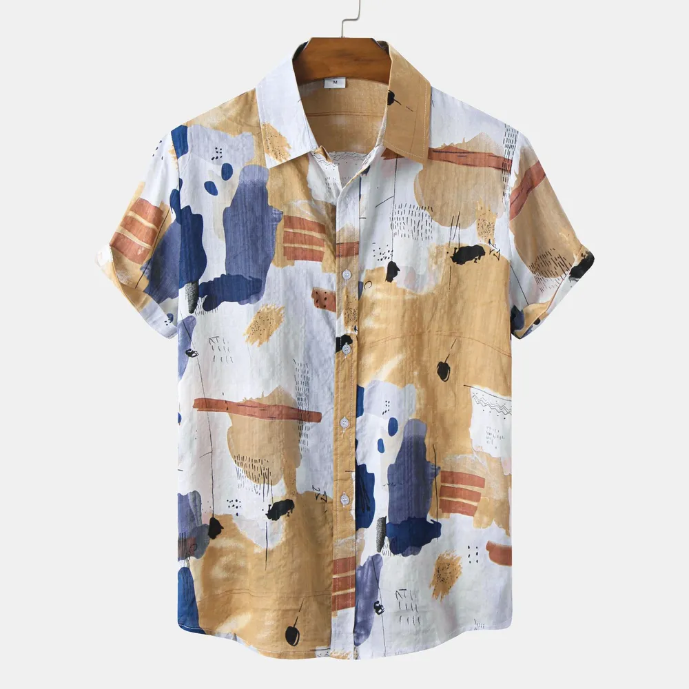 Men's Plus Size Printed Button Up Short Sleeve Shirt, image 2
