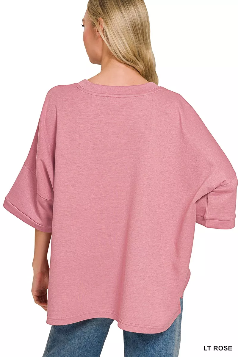 Scuba Round Neck Top With Side Slits, image 3