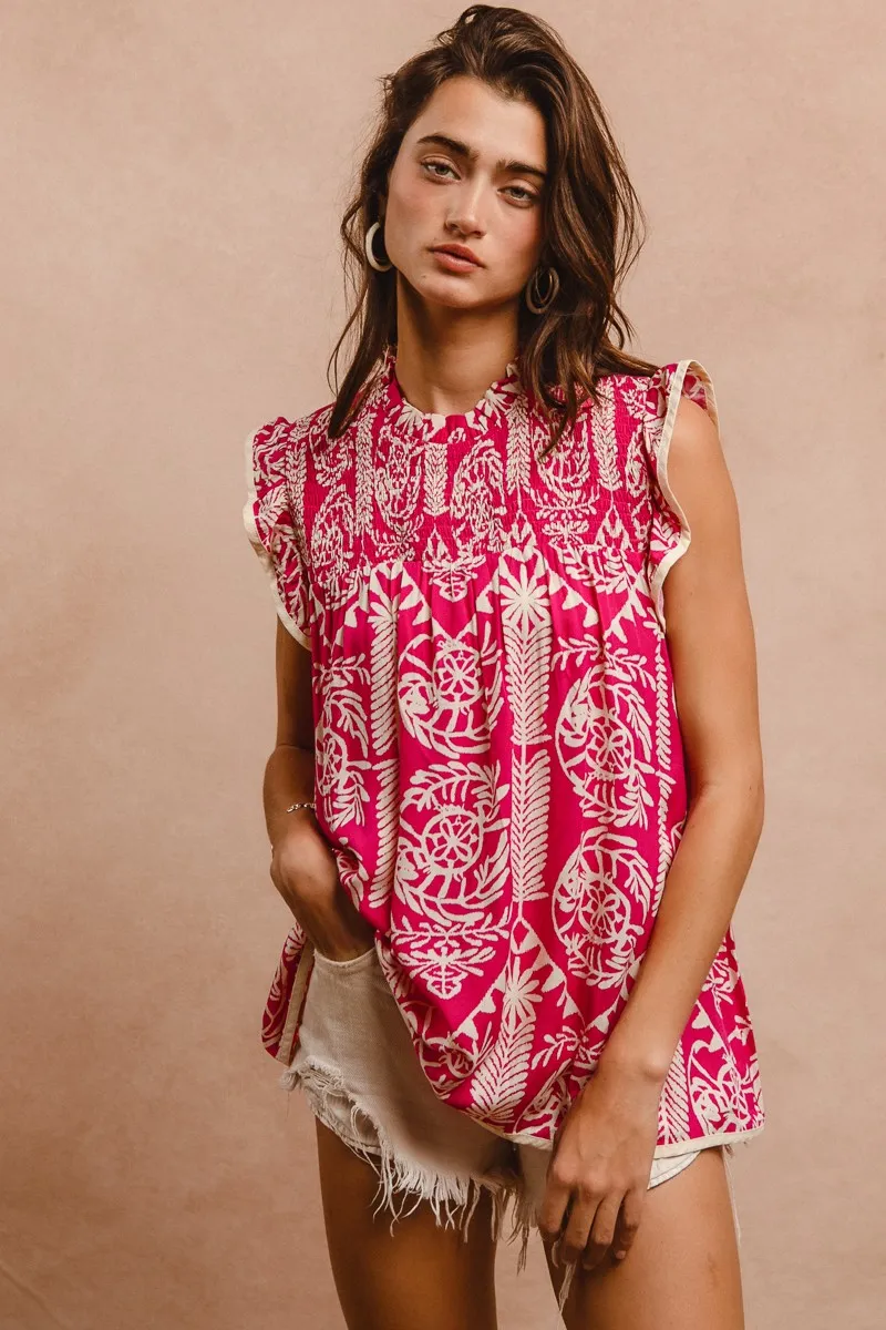 Printed Ruffle Sleeve Top, image 9