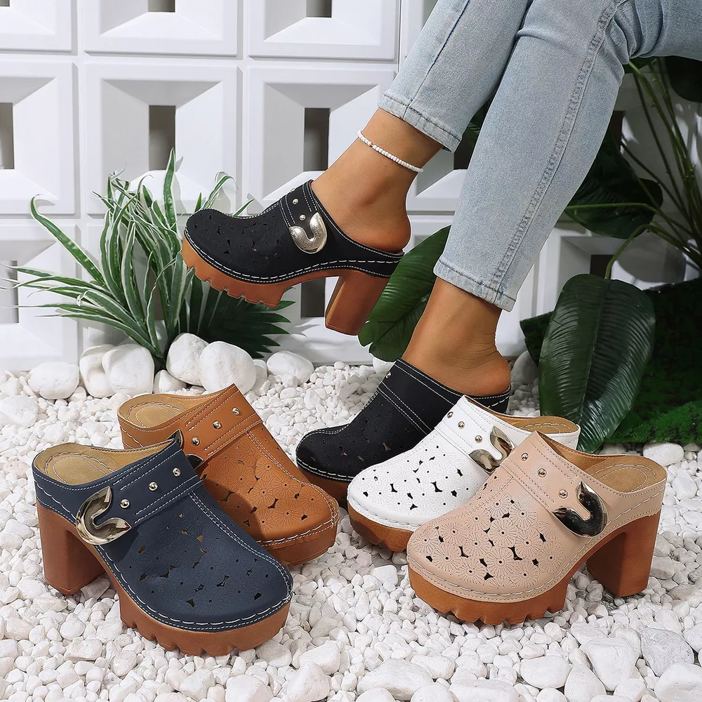 Round Toe Block Heels Sandals, image 2