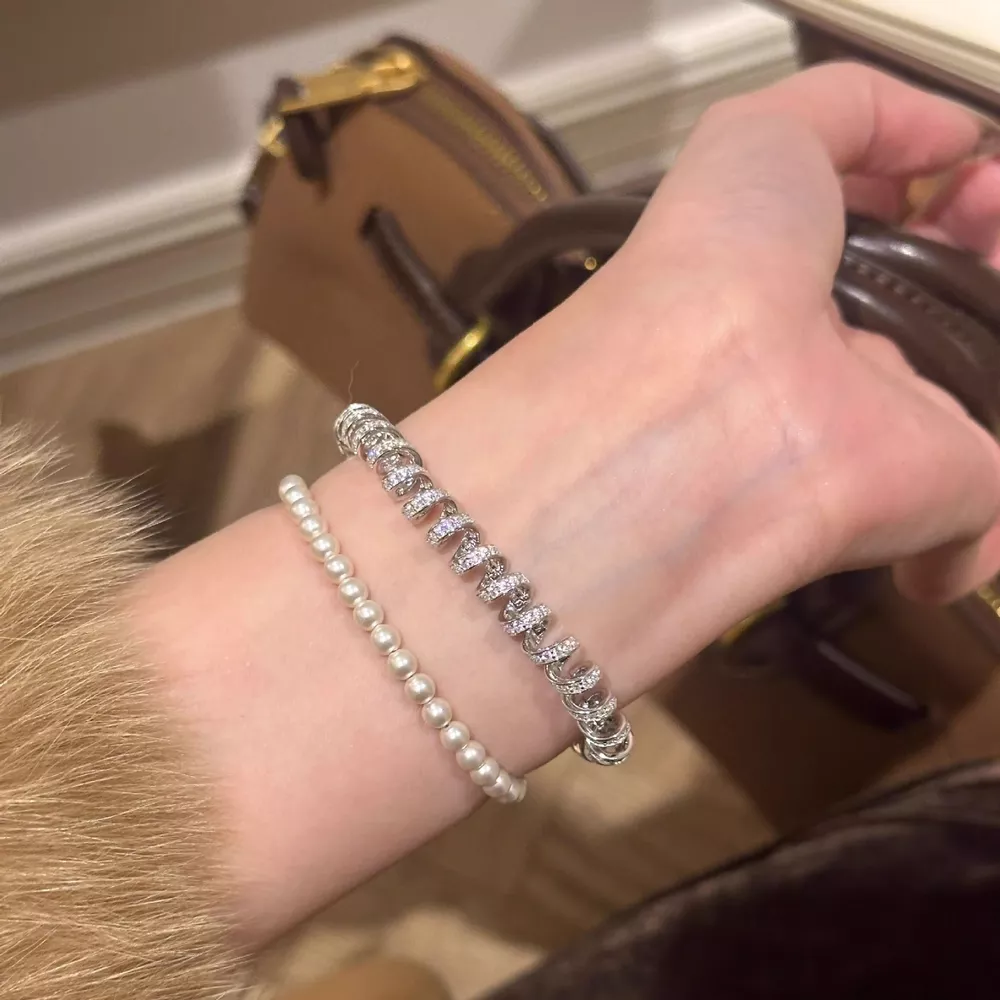 Alloy Zircon Silver-Plated Coil Bracelet, image 2