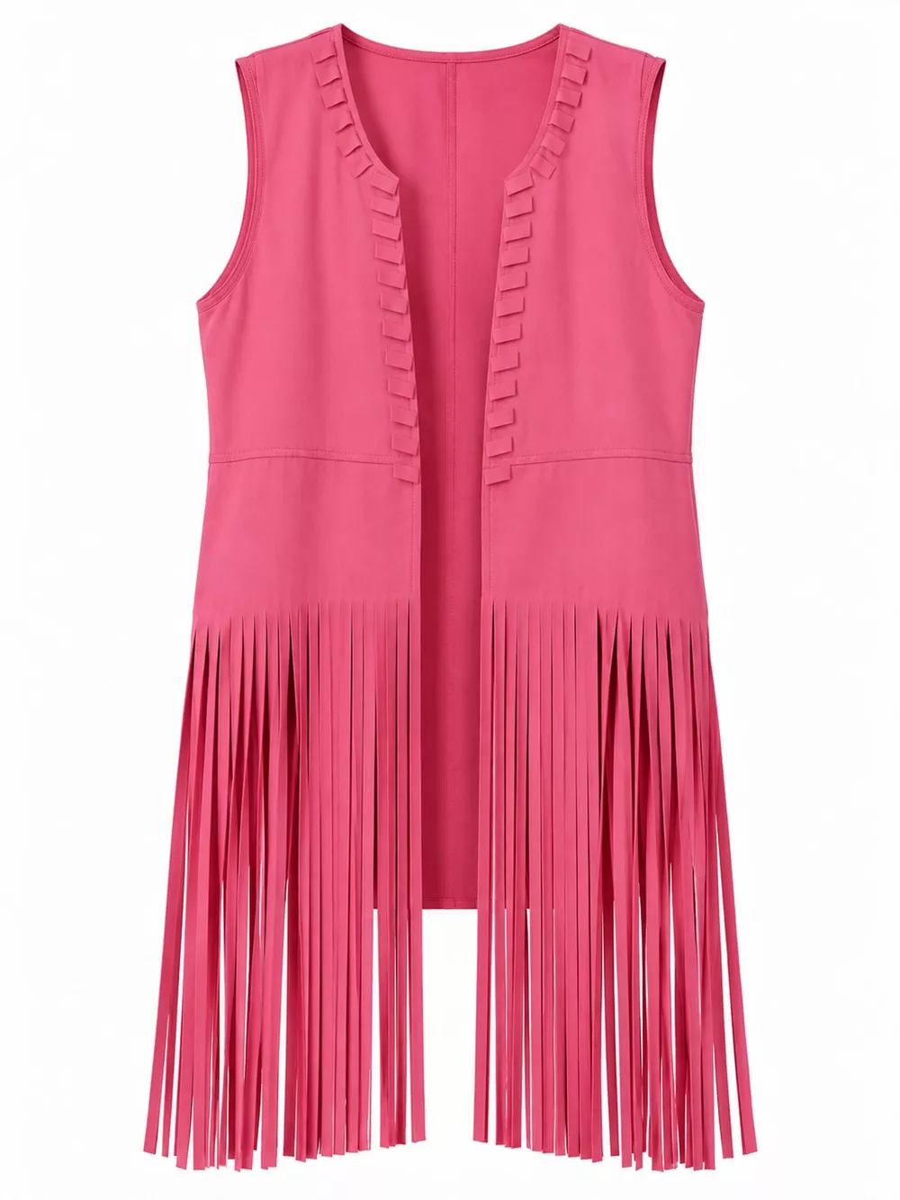 Full Size Fringed Sleeveless Vest Coat Plus Size, image 15