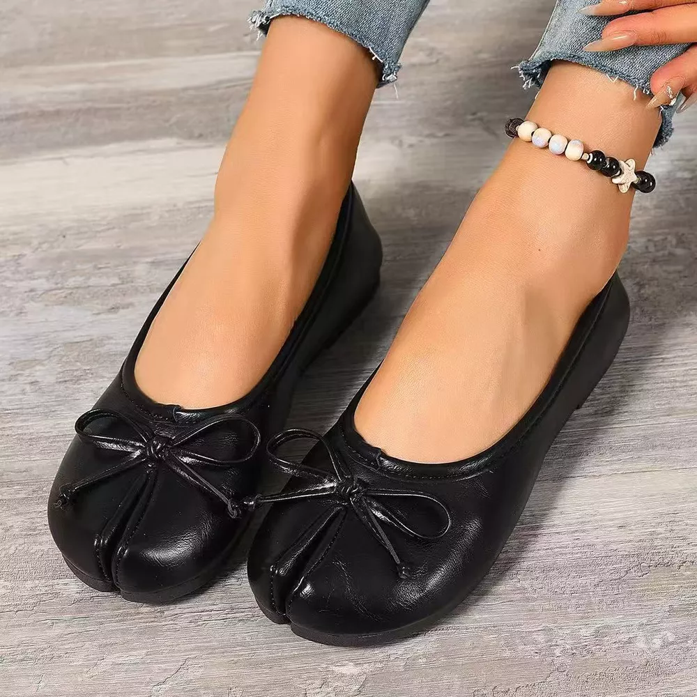 Bow Decor Split Toe Slip-Ons