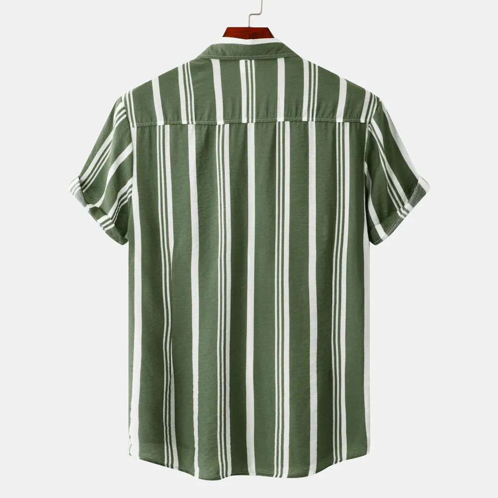 Men's Plus Size Striped Short Sleeve Button-Down Shirt, image 10