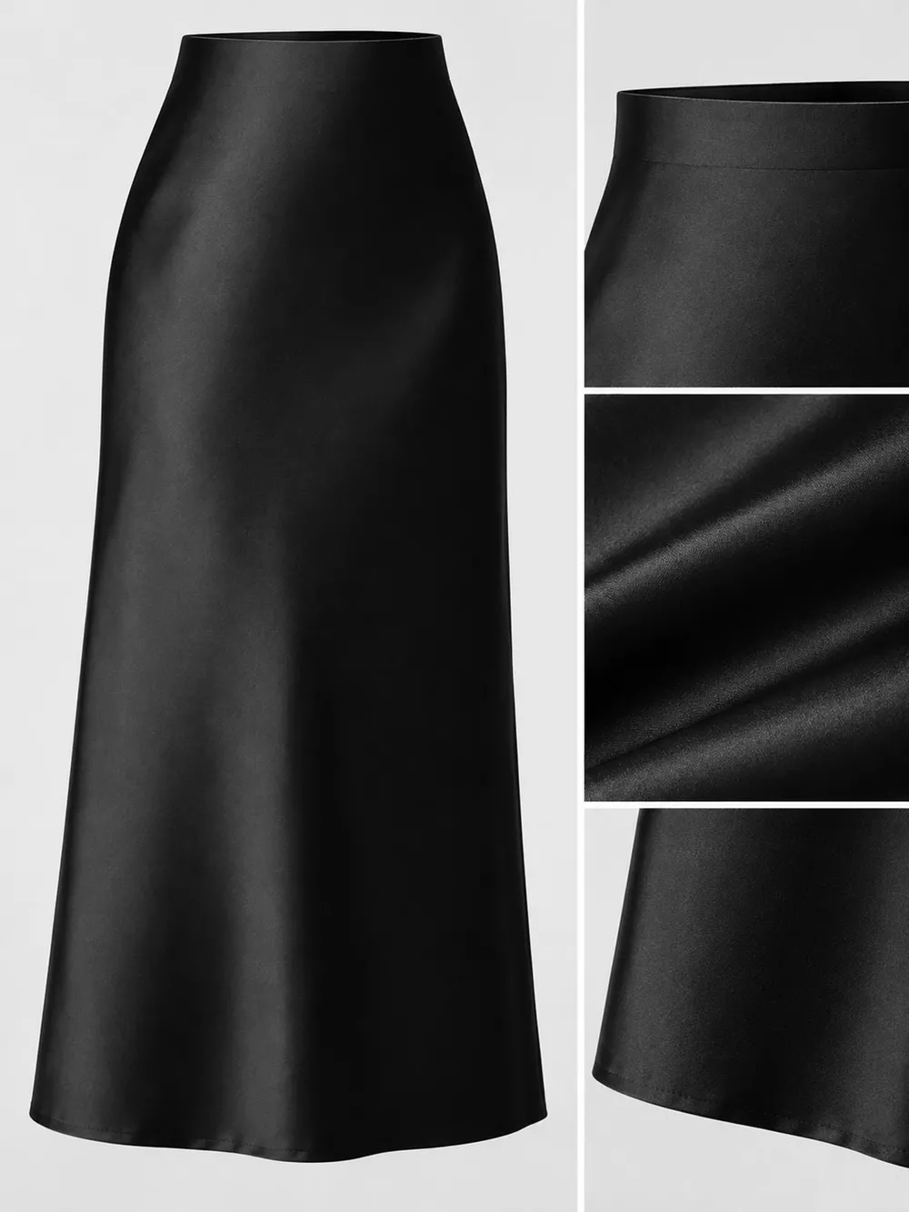 High-Waisted Satin Midi Skirt, image 5