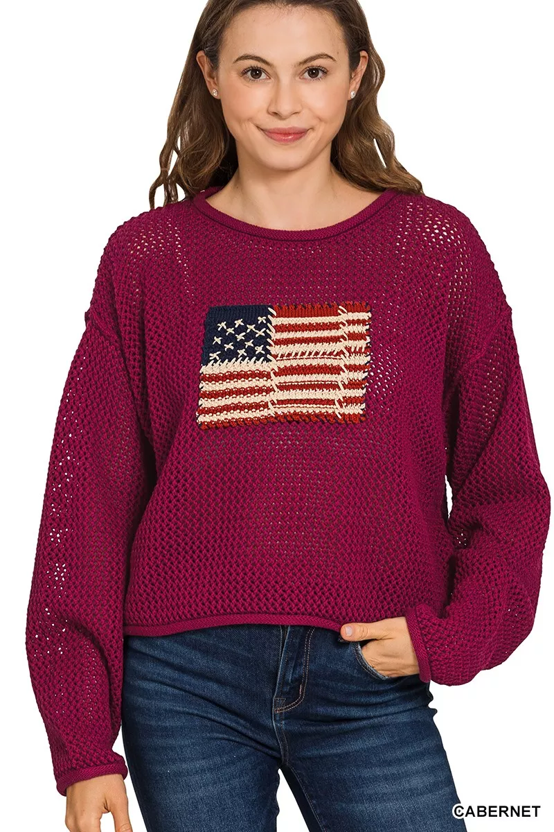 American Flag Crew Neck Sweater, image 3