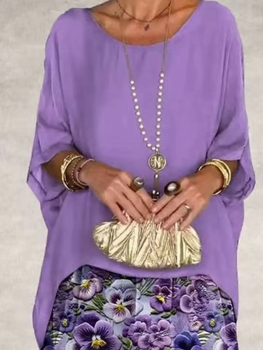 Full Size Layered Batwing Sleeve Maxi Dress Plus Size, image 40