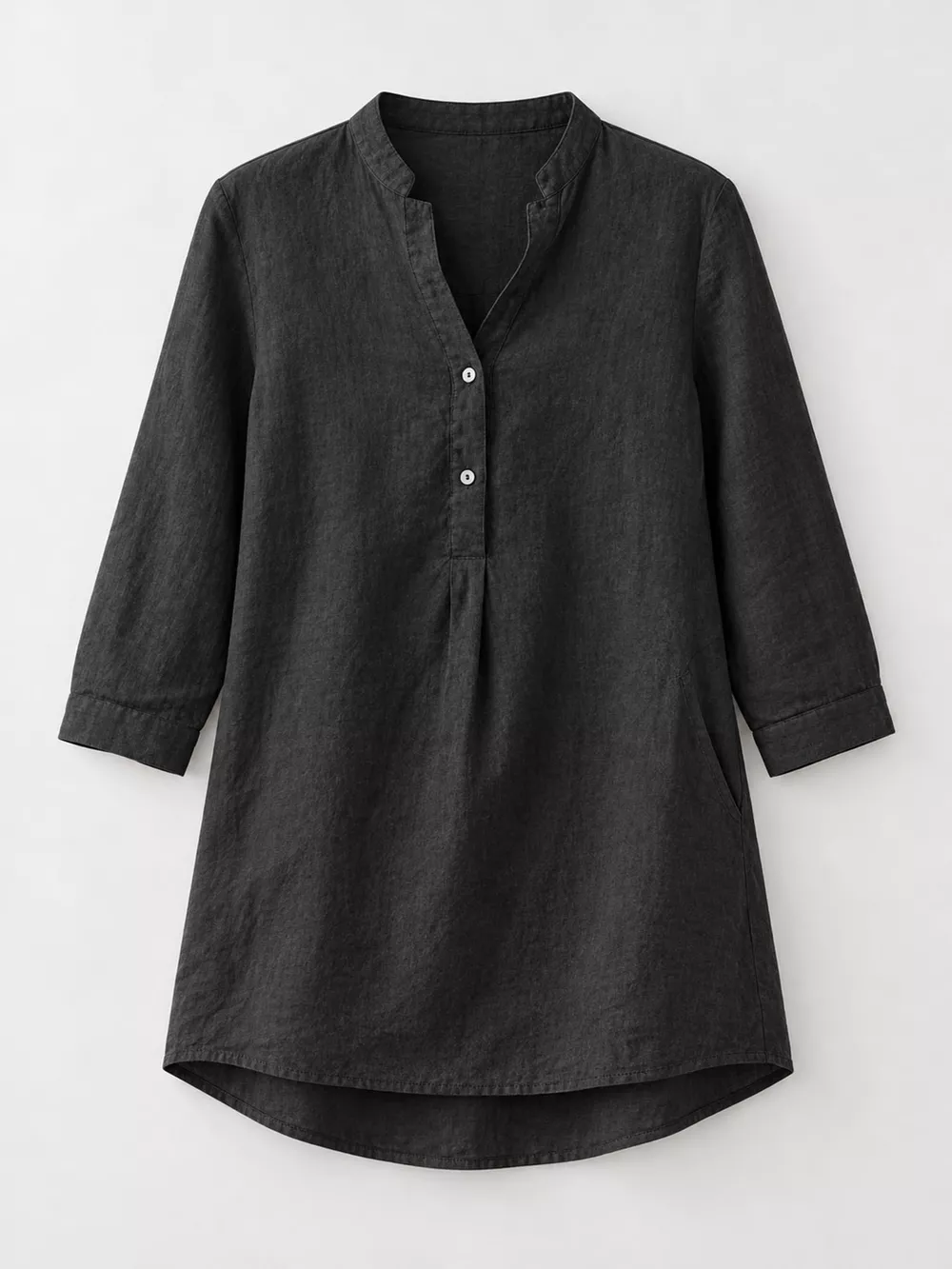Full Size Button Detail 3/4 Sleeve Blouse Plus Size, image 32
