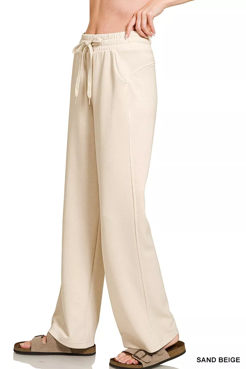 Scuba Drawstring Wide Leg Pants, image 3