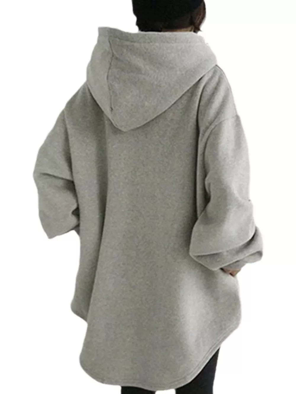 Full Size Drawstring Dropped Shoulder Hoodie Plus Size, image 8