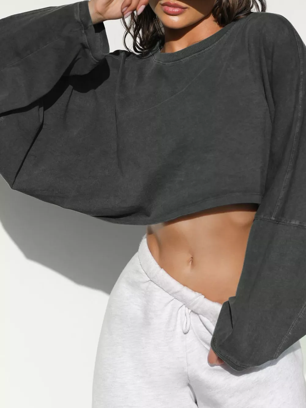 Long Sleeve Cropped Sweatshirt, image 12