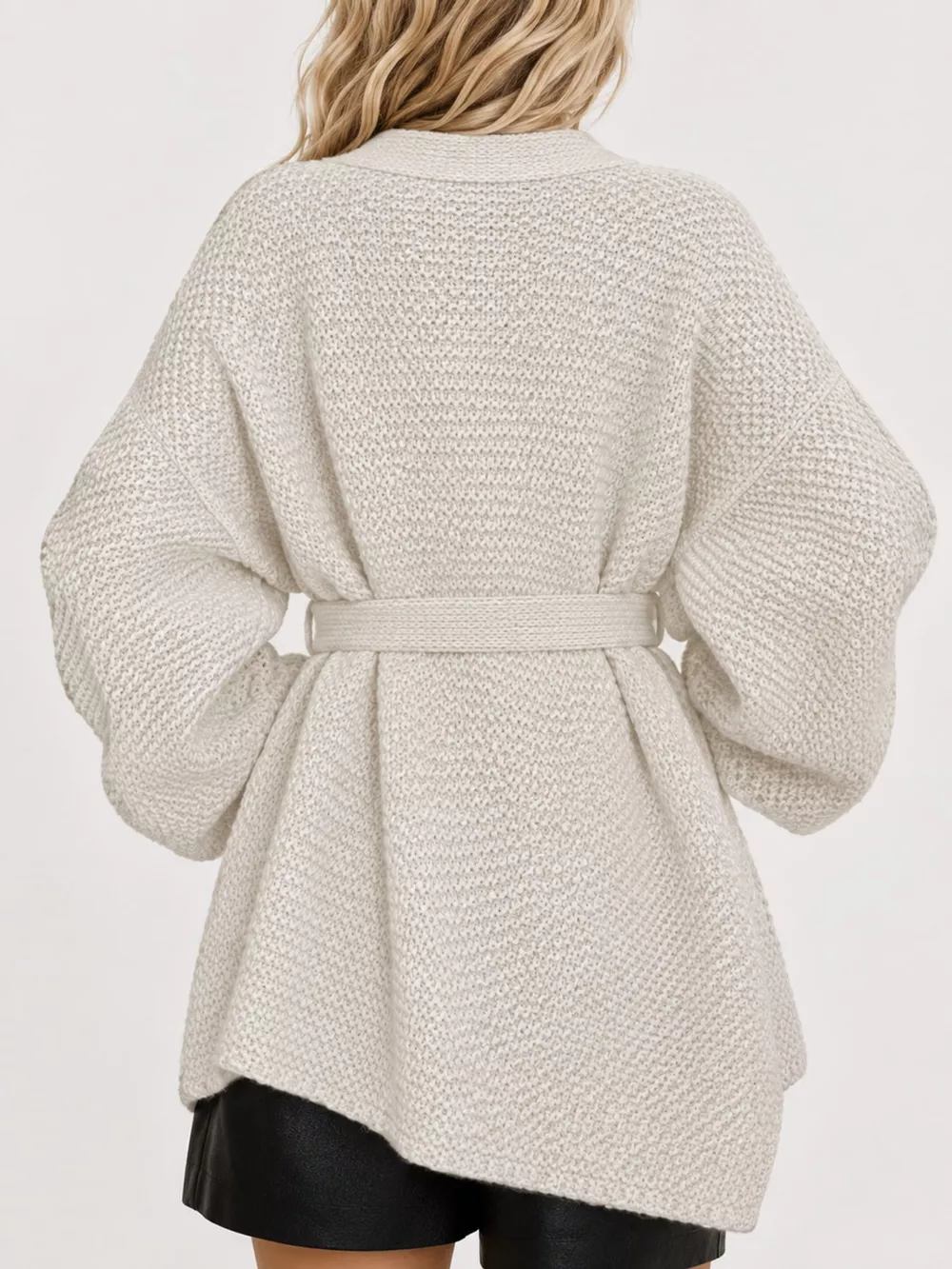Full Size Belted Open-Front Knit Cardigan Plus Size, image 6