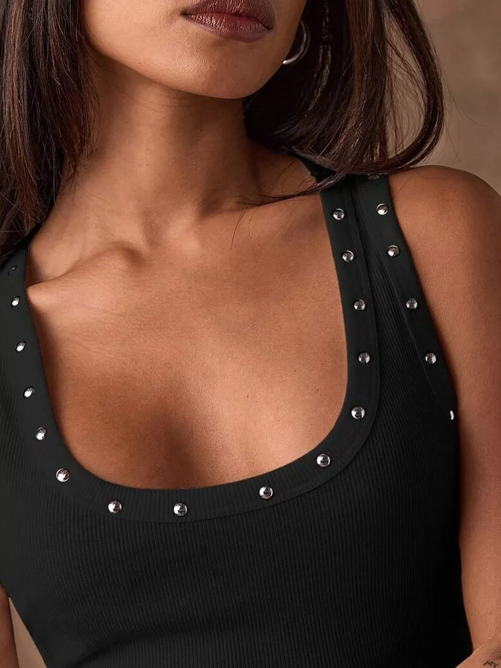 Studded Ribbed Knit Tank Top, image 4