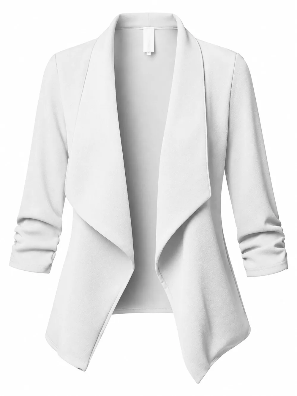 Full Size Open Front Drape Blazer with 3/4 Ruched Sleeves Plus Size, image 2