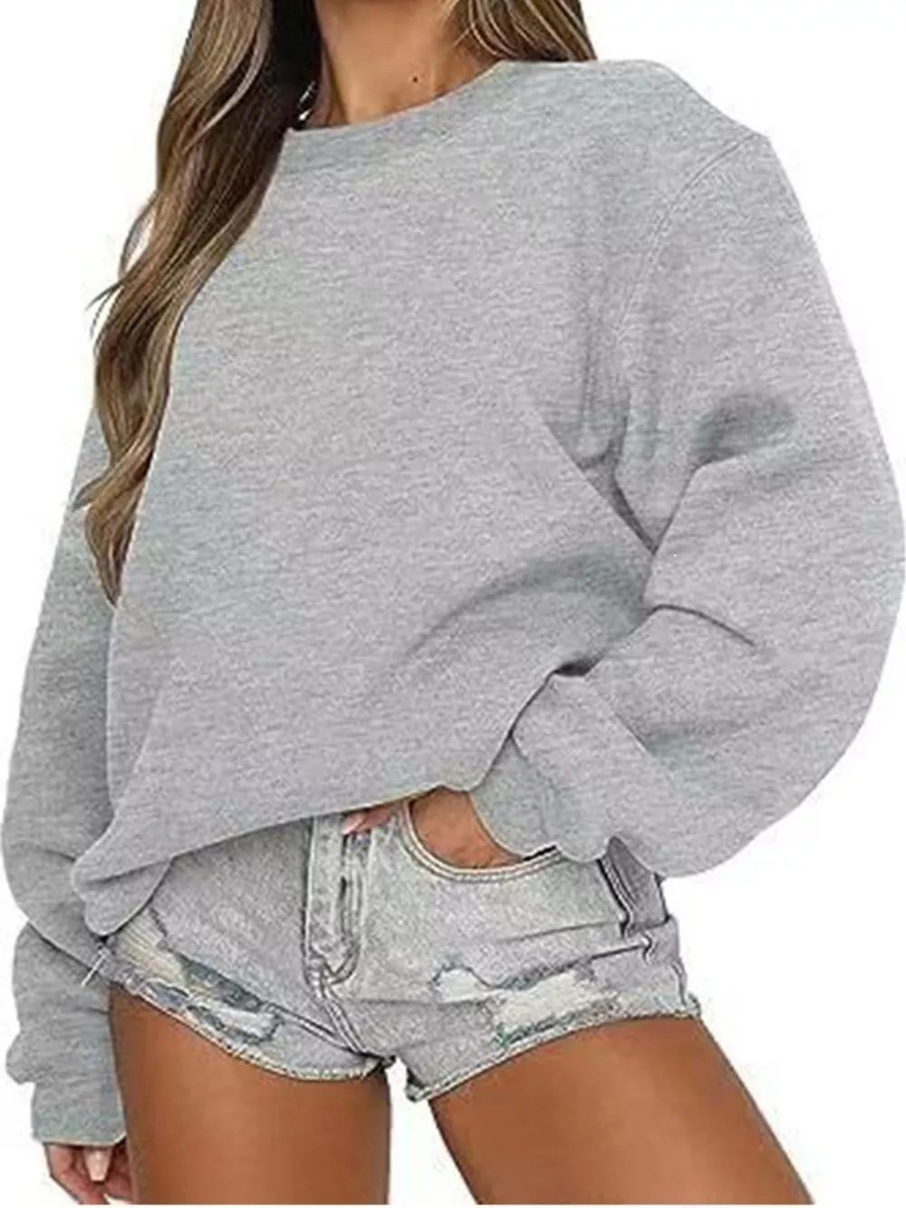 Full Size Solid Color Long Sleeve Sweatshirt Plus Size, image 11
