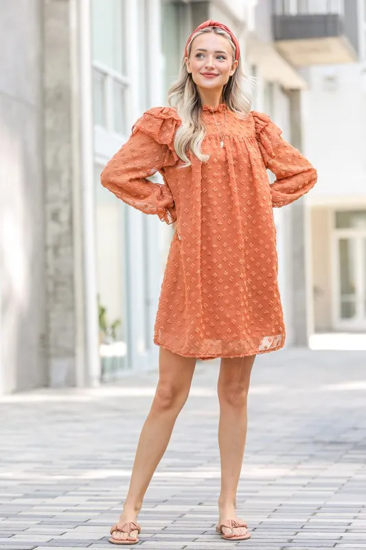 Lovely Ruffle Shoulder with Textured Woven Dress, image 5