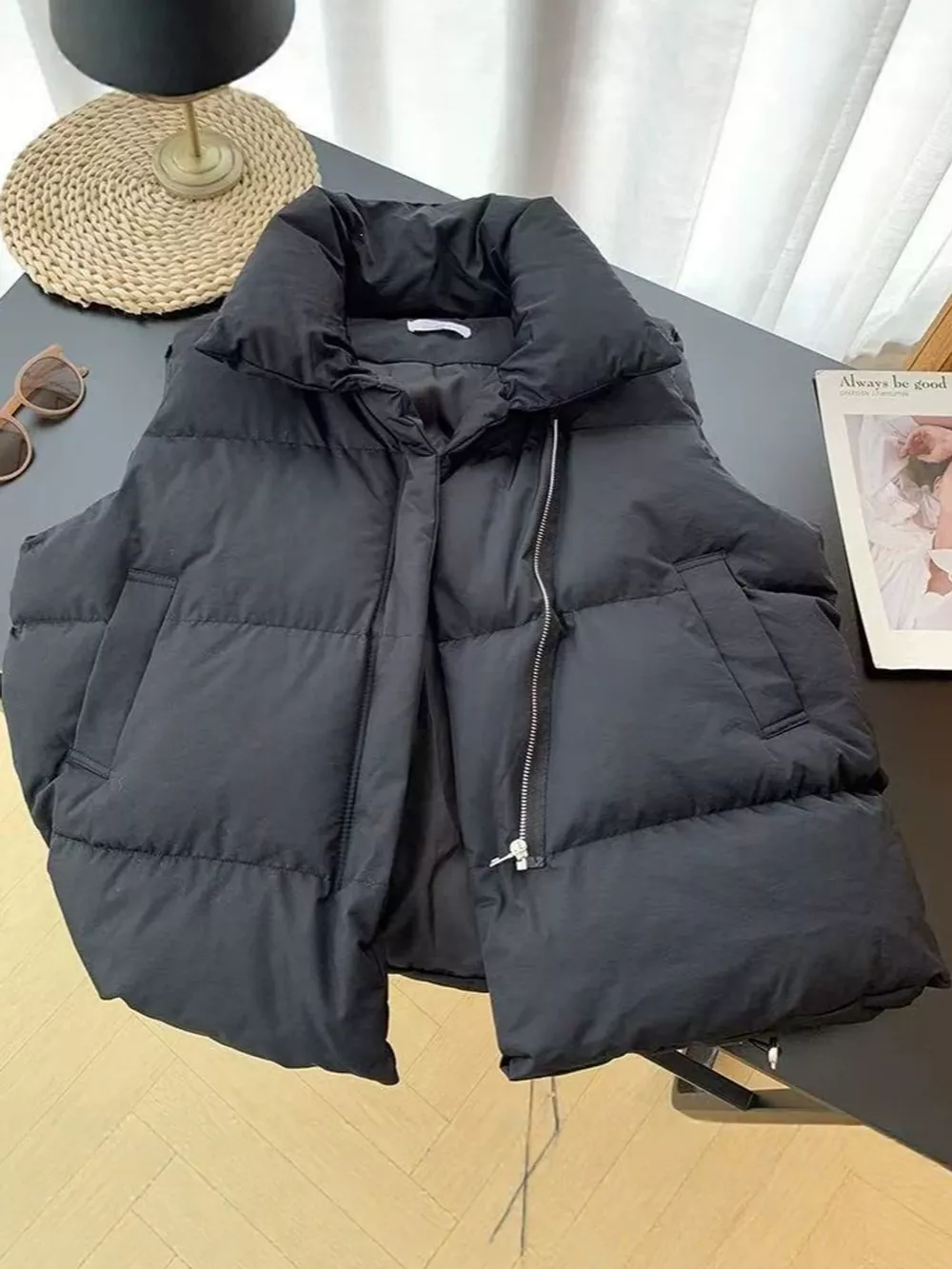 Stand-Up Collar Puffer Vest Coat, image 14