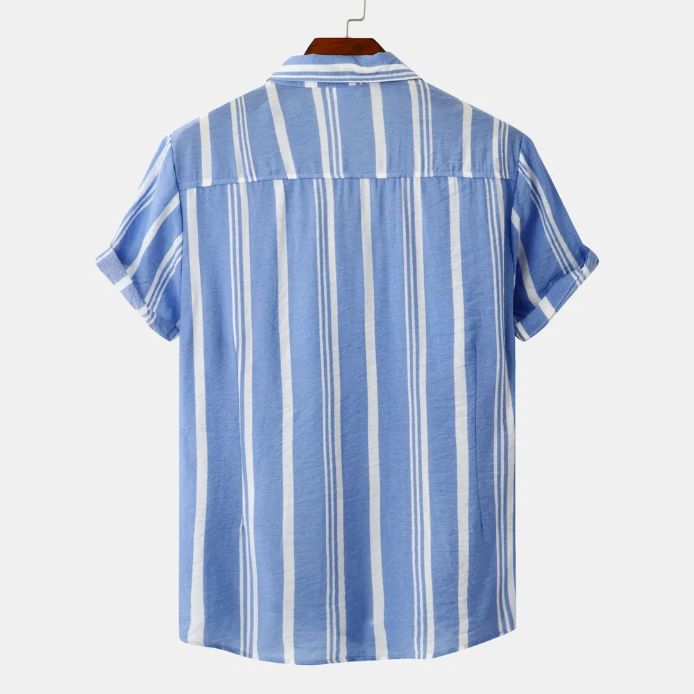 Men's Plus Size Striped Short Sleeve Button-Down Shirt, image 11