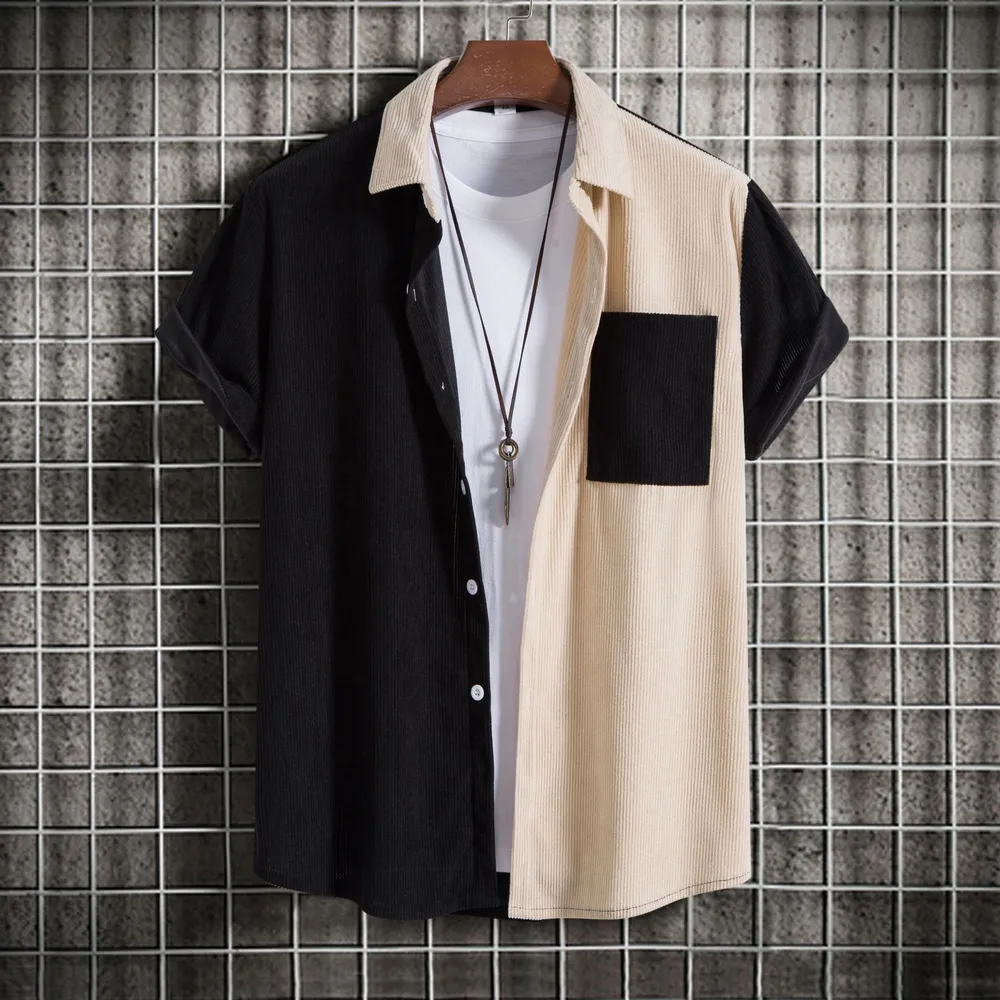 Men's Plus Size Classic Color Block Short Sleeve Shirt, image 10