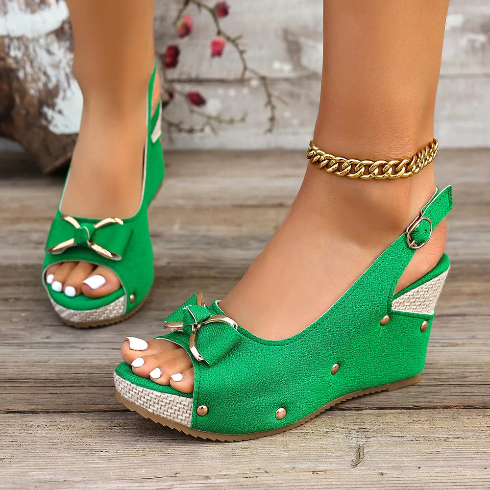 Peep Toe Wedge Sandals, image 11
