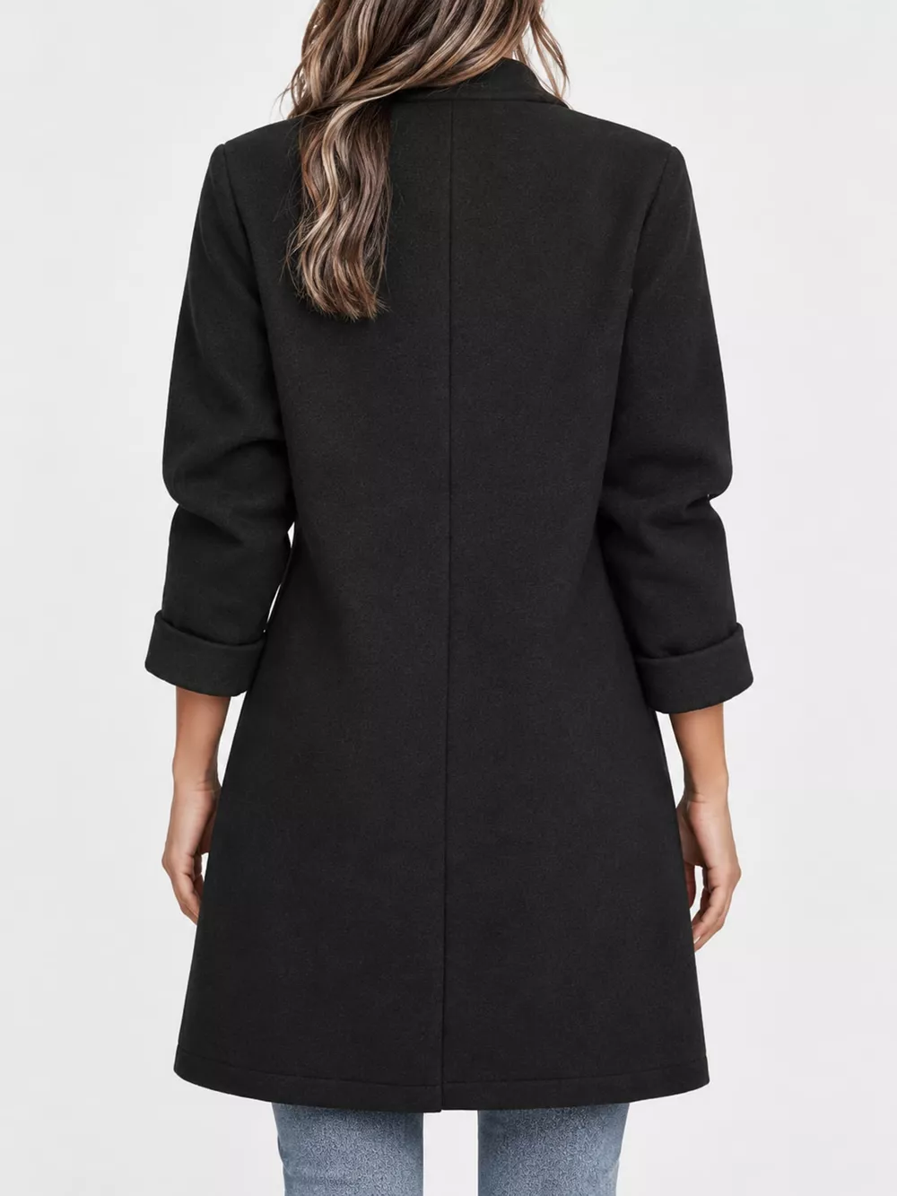 Full Size Lapel Collar Button Up Coat Plus Size, image 3
