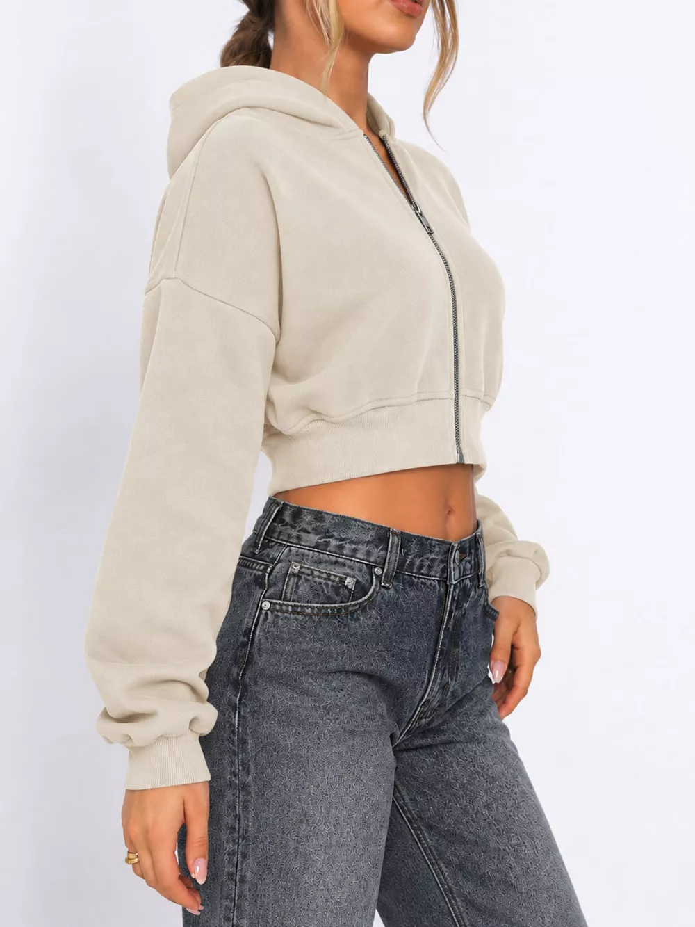 Zip-Up Cropped Hoodie, image 17