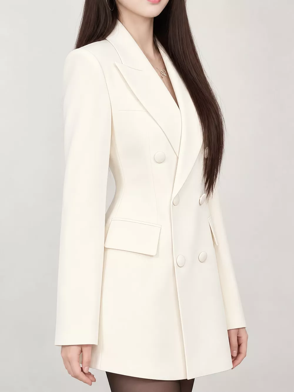 Full Size Double-Breasted Slim-Fit Blazer Plus Size, image 2