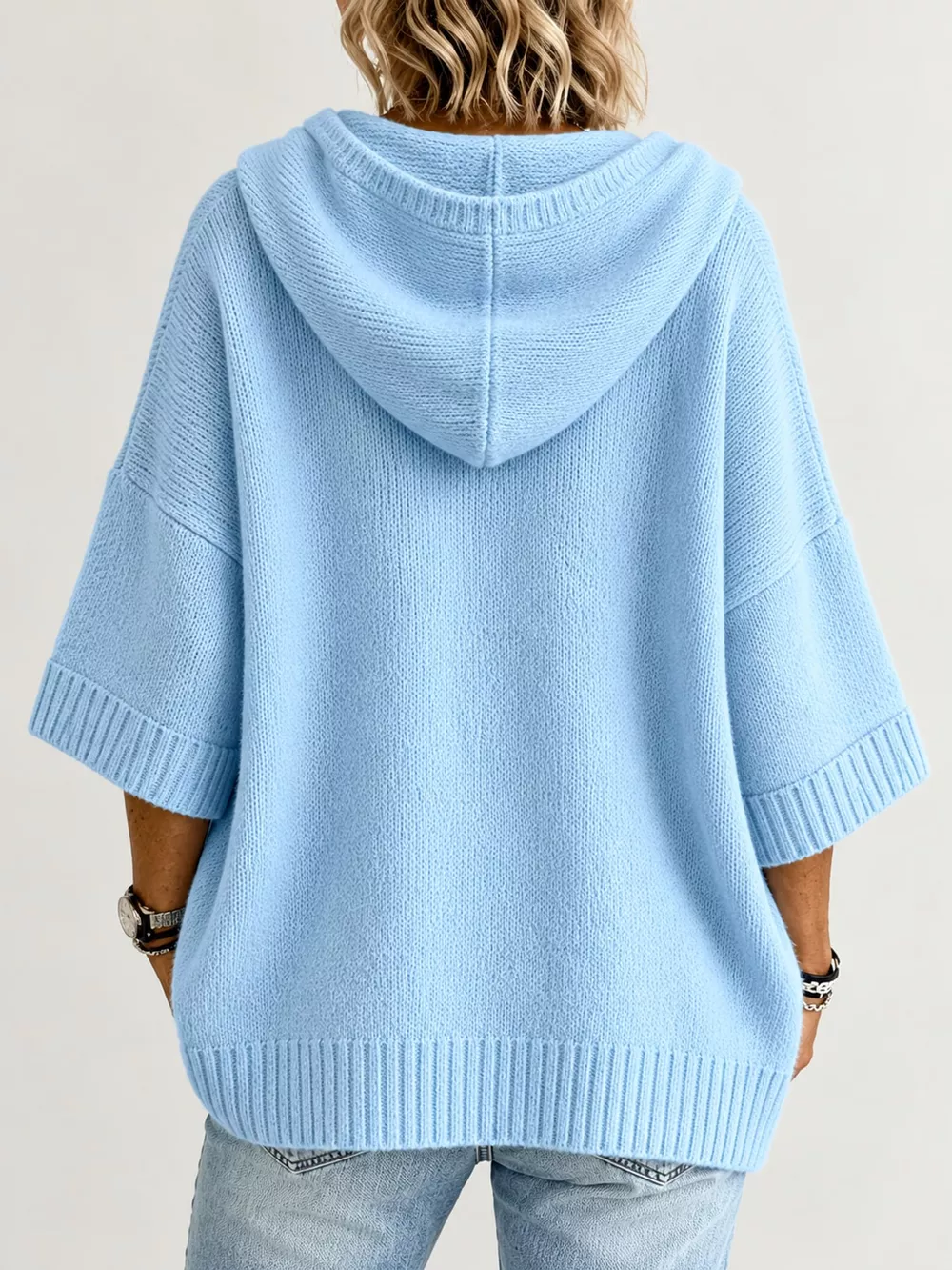 Full Size Hooded Open-Front Knit Cardigan Plus Size, image 8