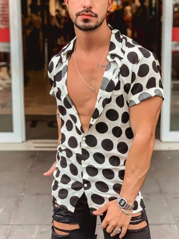 Men's Full Size Polka Dot Button Up Shirt Plus Size, image 5