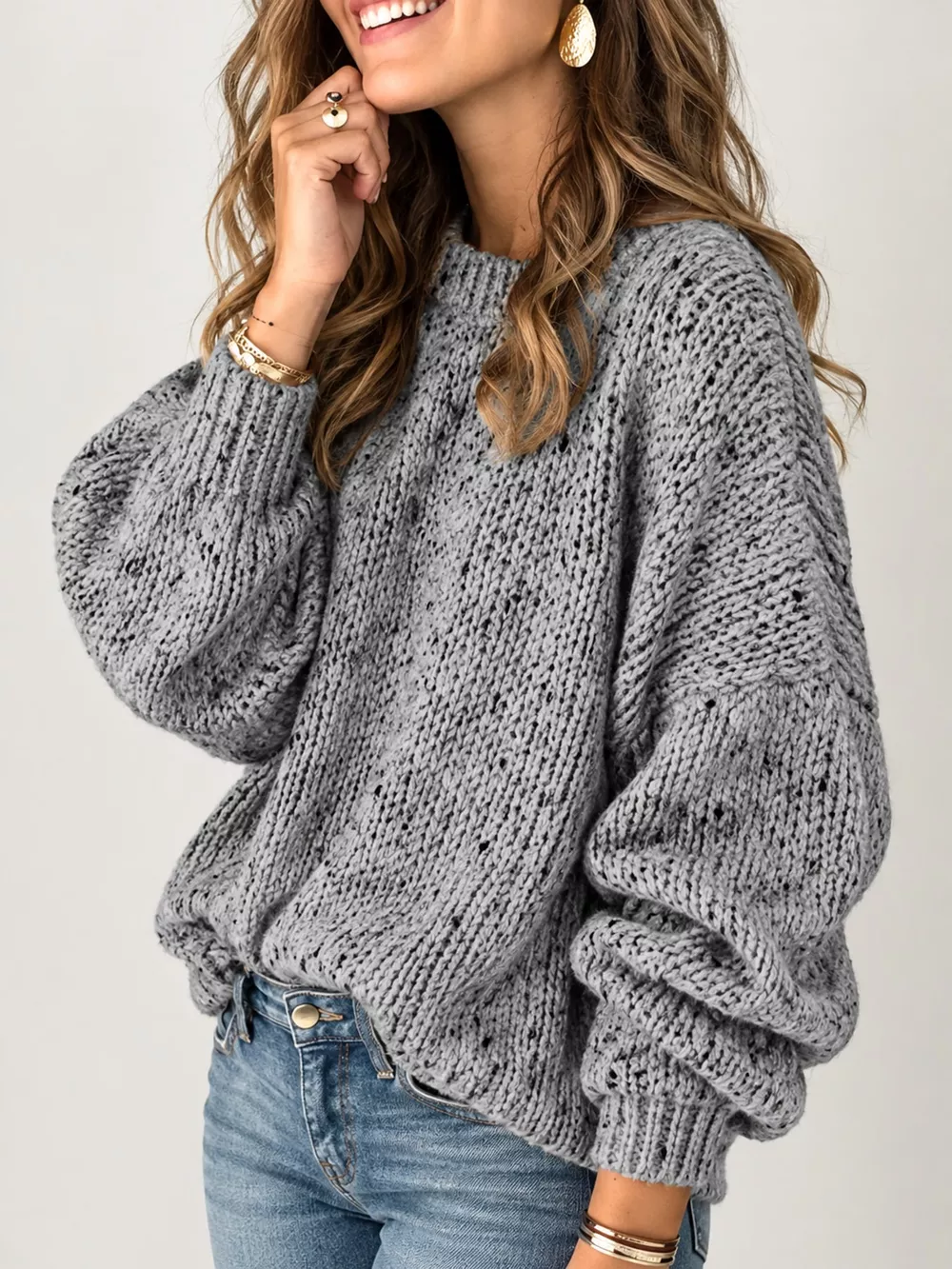 Chunky Knit Round Neck Sweater, image 7