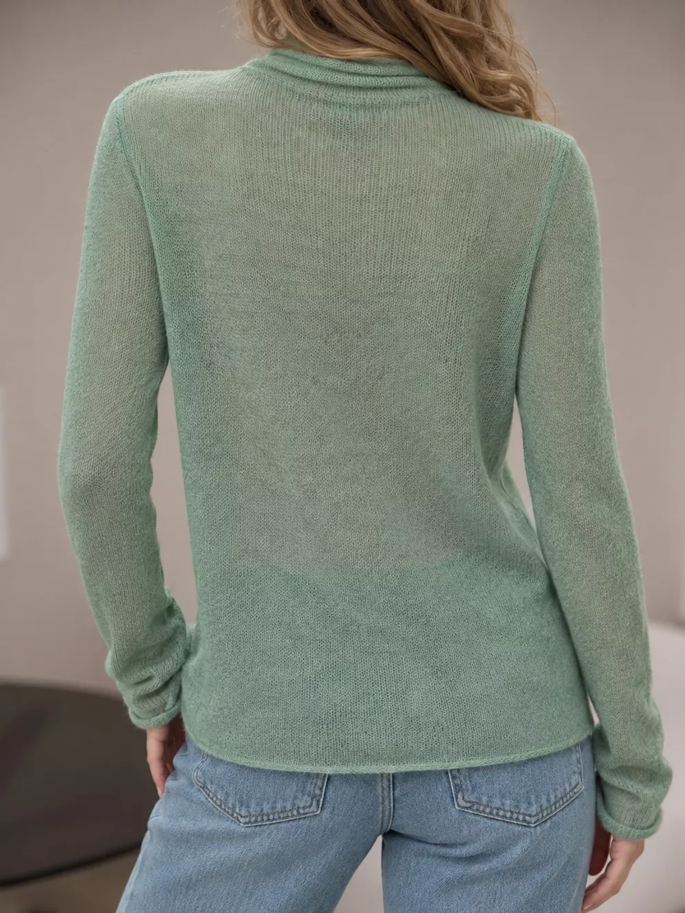 Sheer Turtleneck Knit Top, image 19