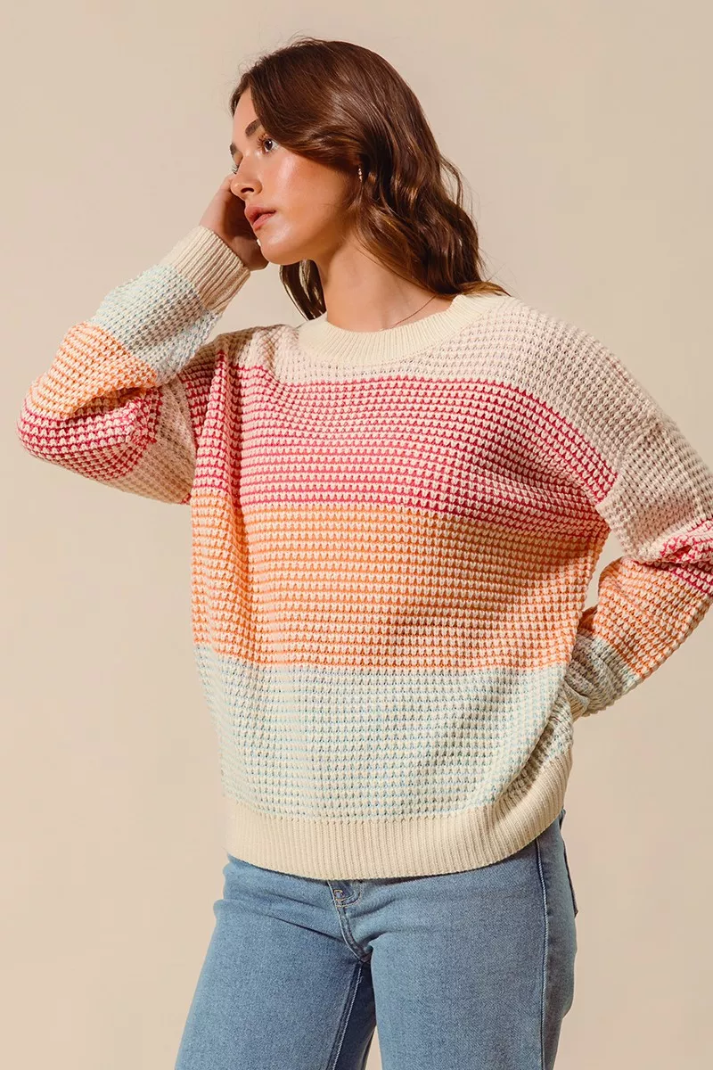 Multi Color Block Long Sleeve Sweater, image 14